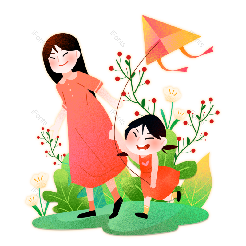 卡通图片,儿童元素,春游PNG,家人免抠素材